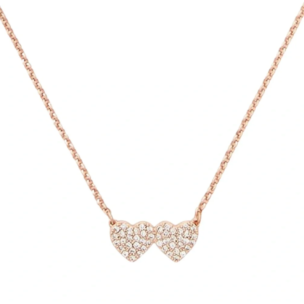 KATE SPADE • Rose Gold Heart To Heart Yours Truly Crystal Necklace